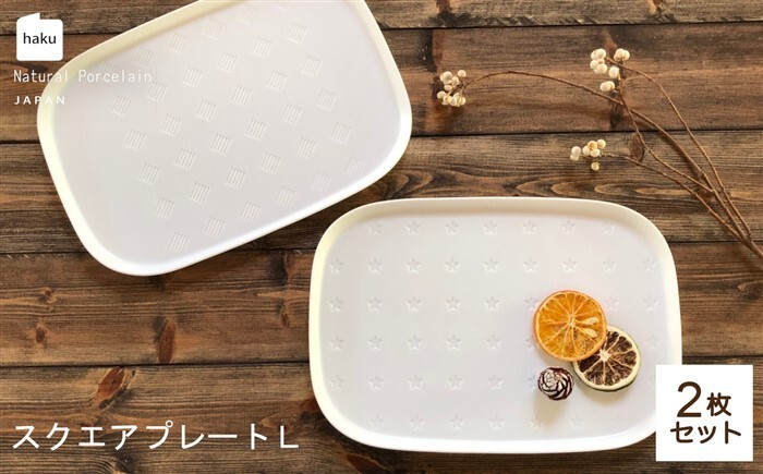 ラージスクエアプレート L ペアセット 2枚 ステラ×キューブ【カネ一古林商店】